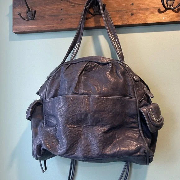 ๐ฅ๐๐ฅJason Wu Distressed Blue Leather Studded Hobo Satchel Bag - Picture 2 of 9